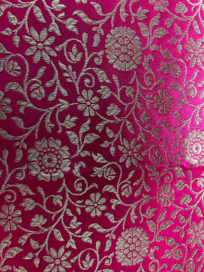 Fuchsia Pink Banarasi Brocade Fabric