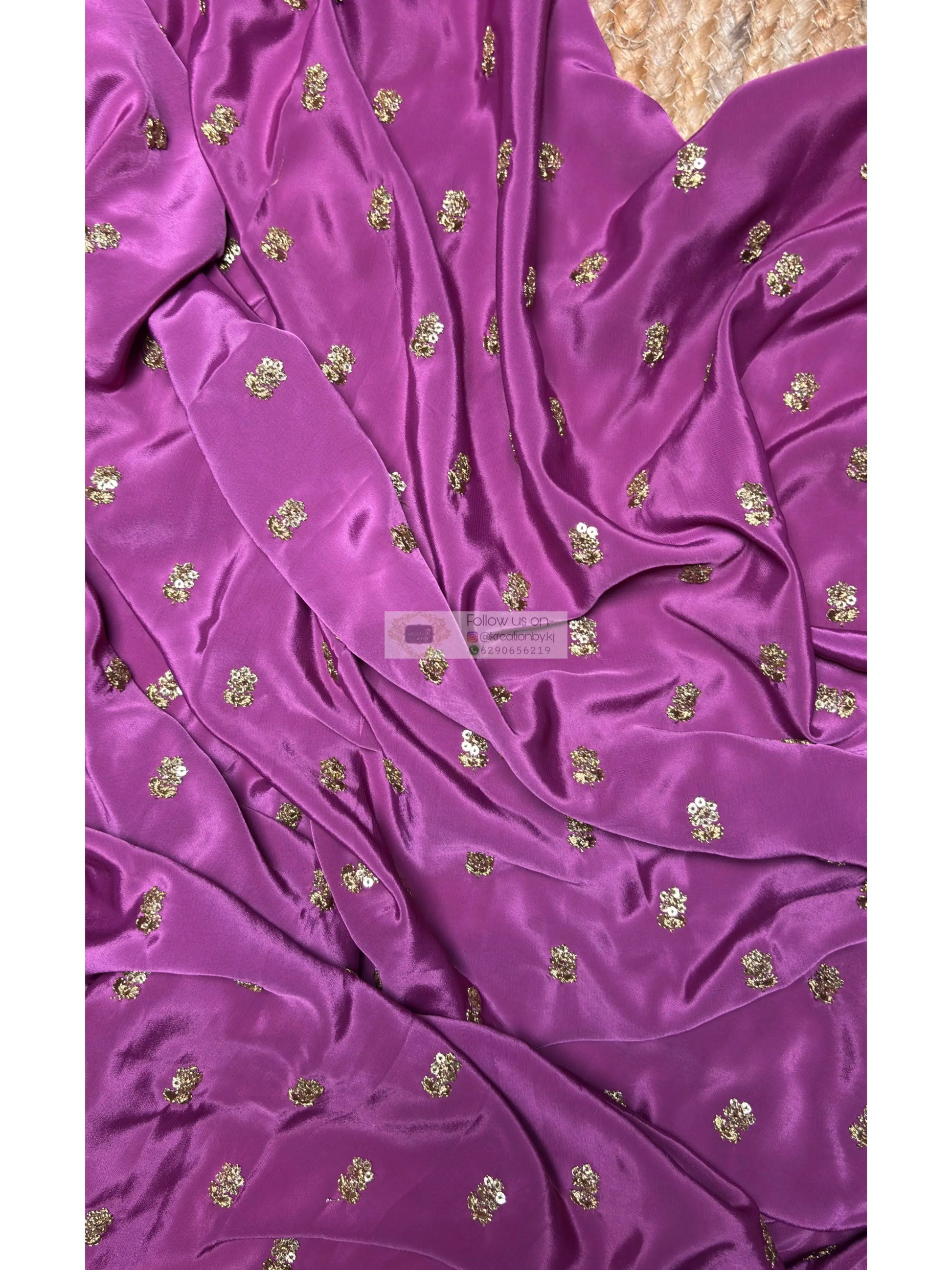 Mauve Crepe Silk Embellished Saree Kreation by KJ