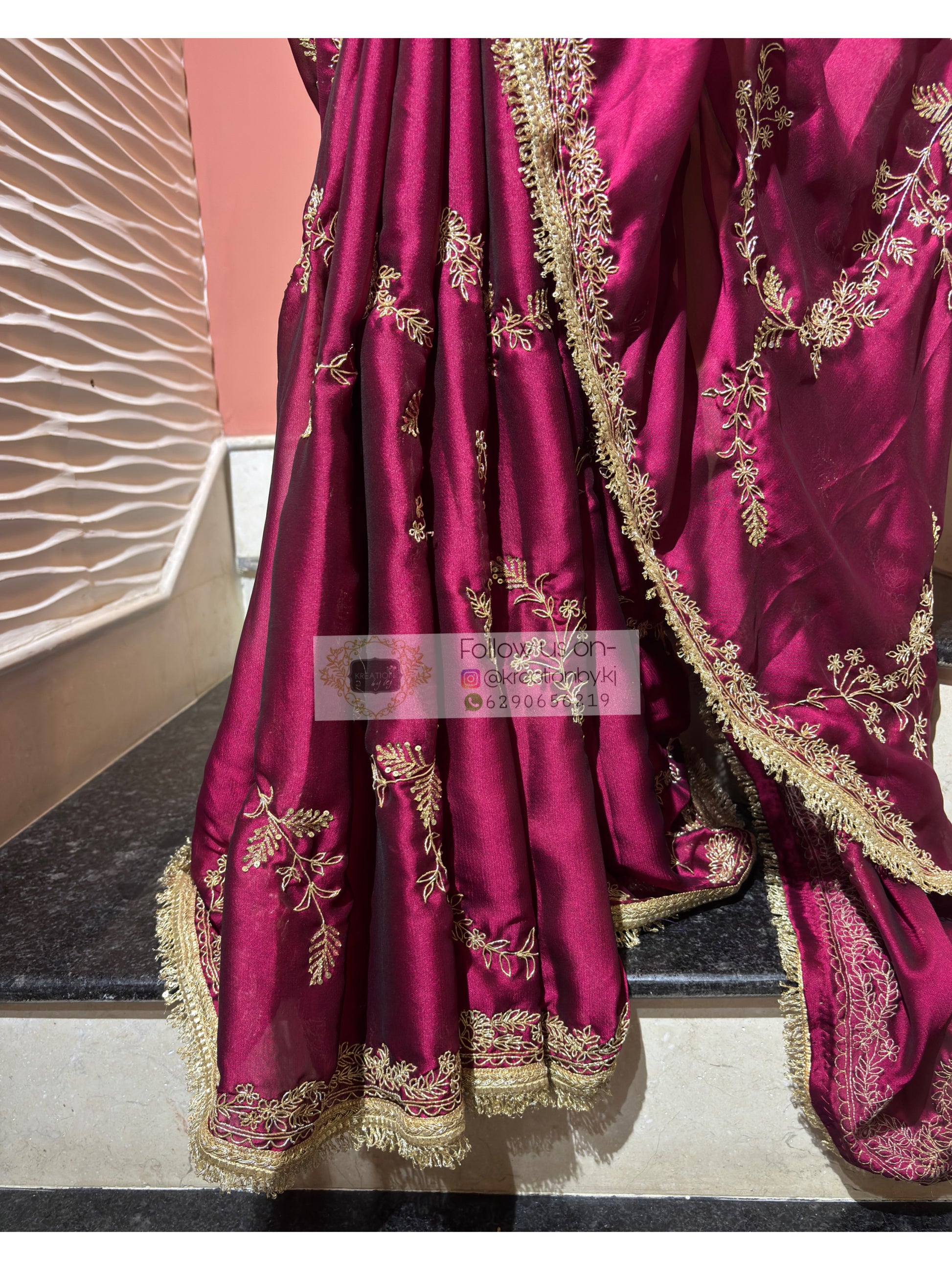 Piya Bawri Wine Georgette Saree - kreationbykj