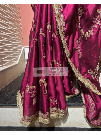 Piya Bawri Wine Georgette Saree - kreationbykj