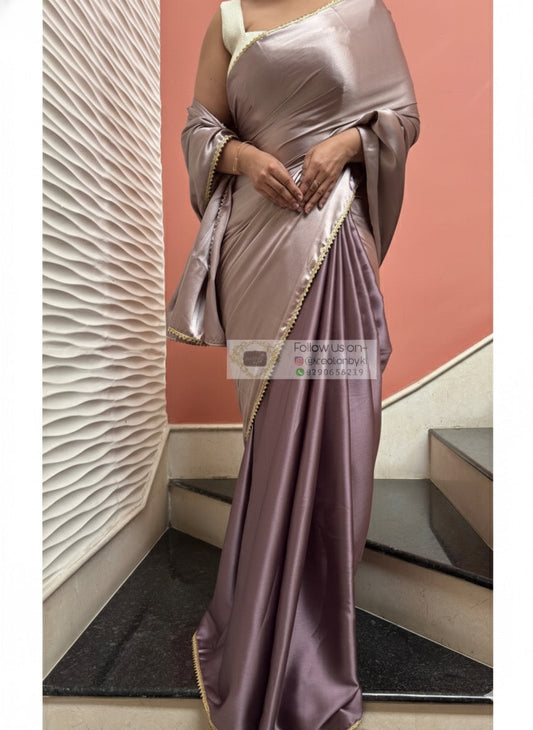 Echo of Elegance Cocktail Satin Silk Saree kreationbykj