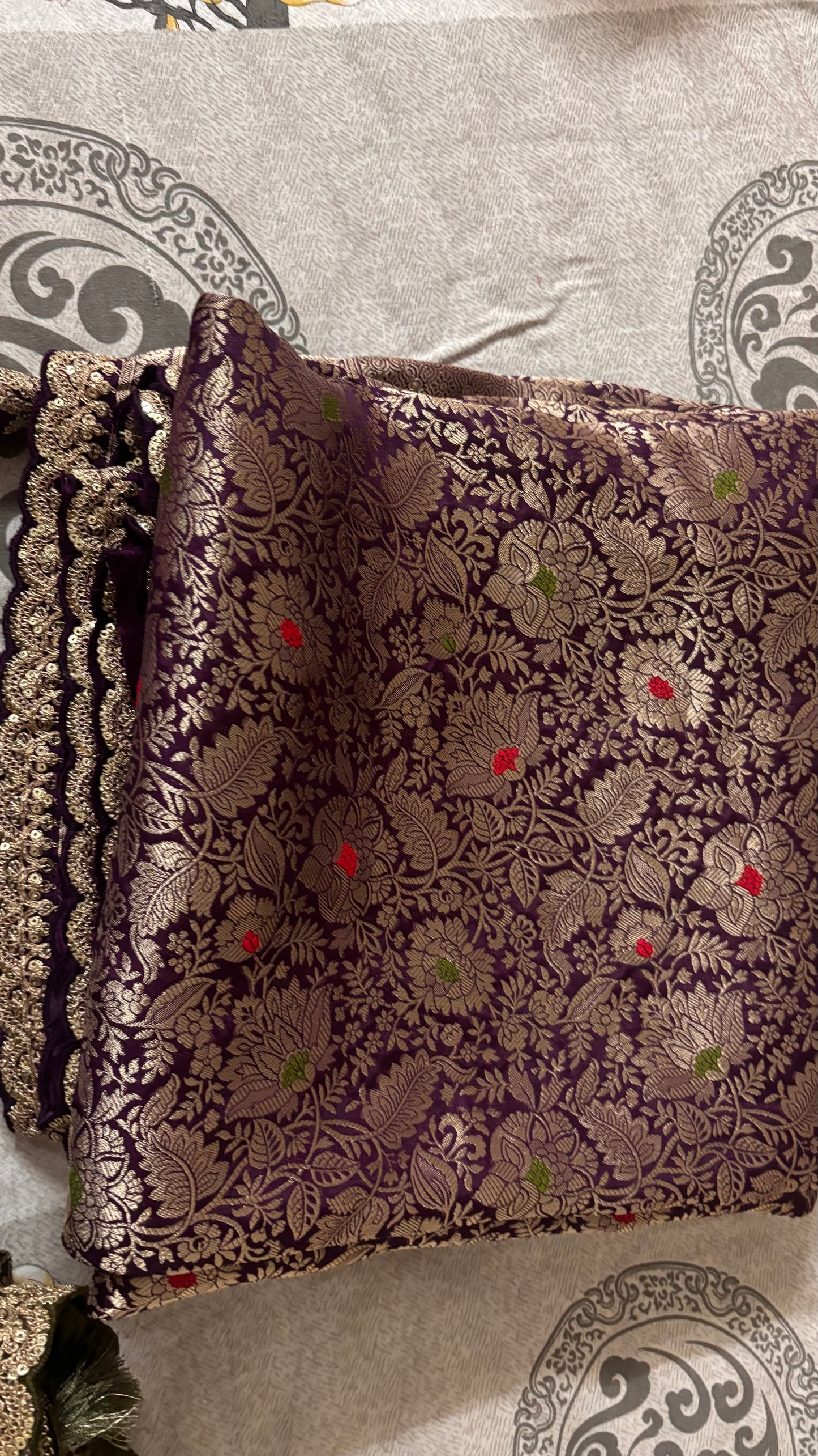 Purple Minakari Banarasi Saree with Antique Zari Work