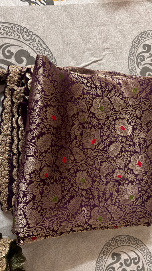 Purple Minakari Banarasi Saree with Antique Zari Work