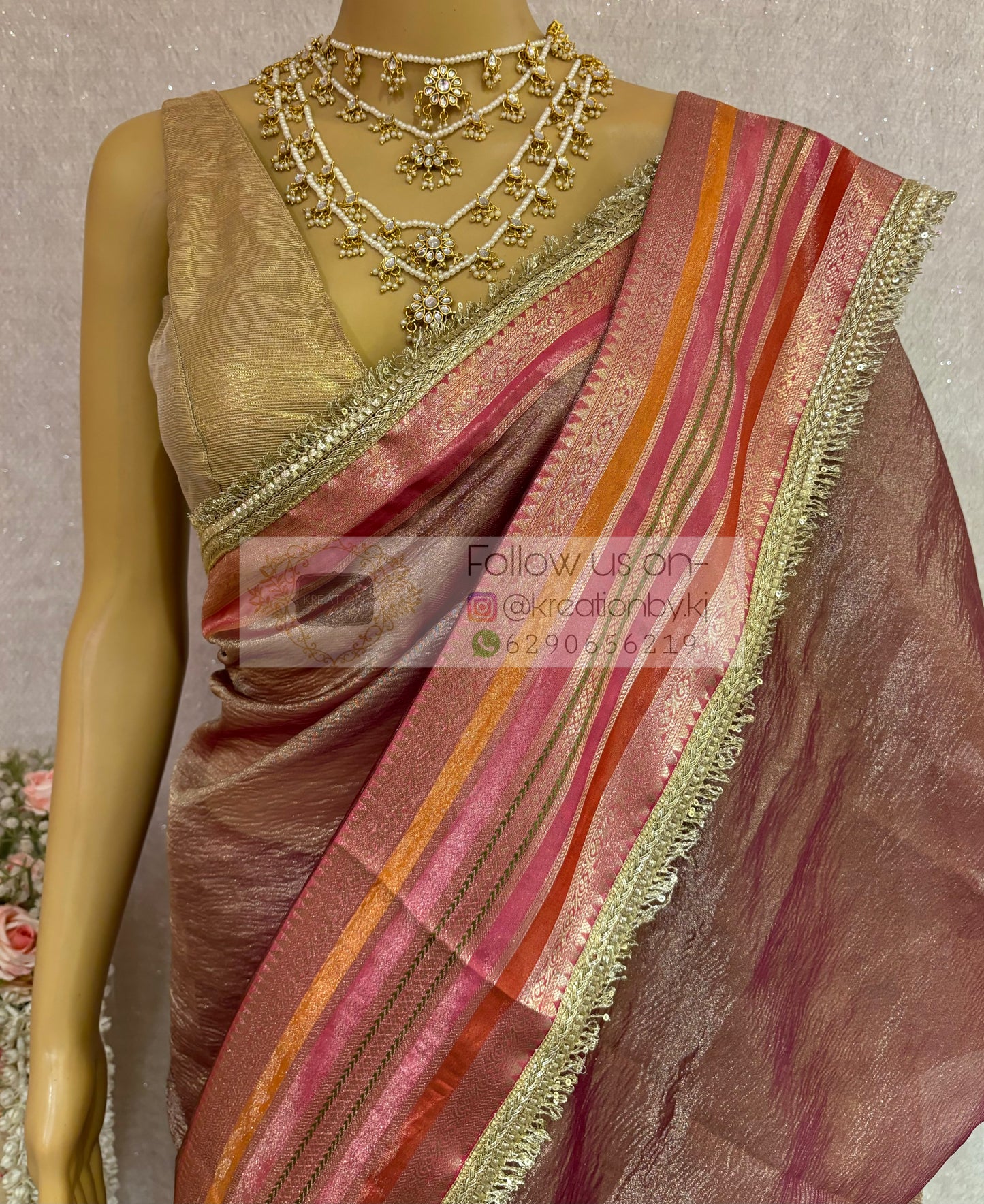 Chocolate Caramel Tissue Banarasi Saree