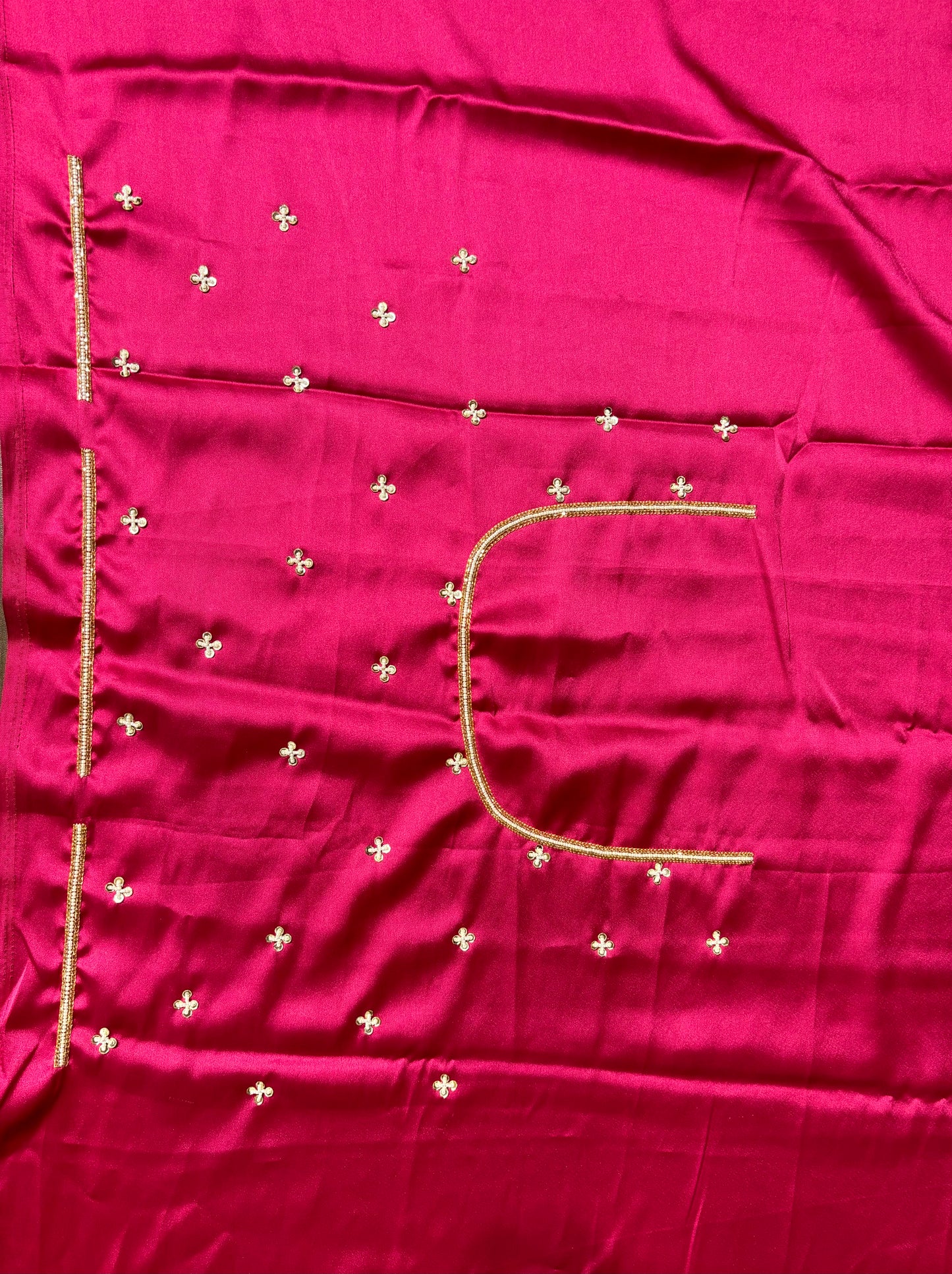 Hot Pink Cutdana Jaal Net Saree