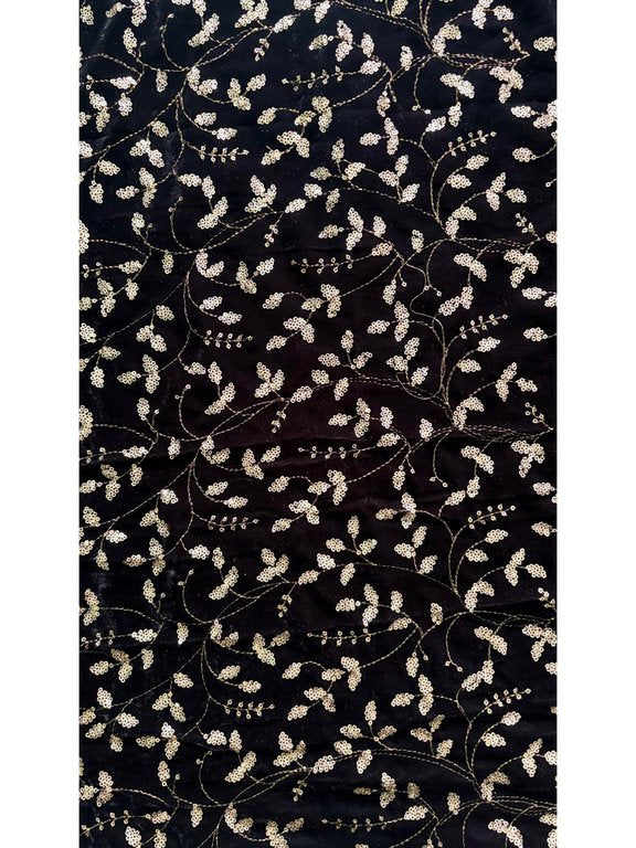 Black Velvet Sequin Embellished Fabric