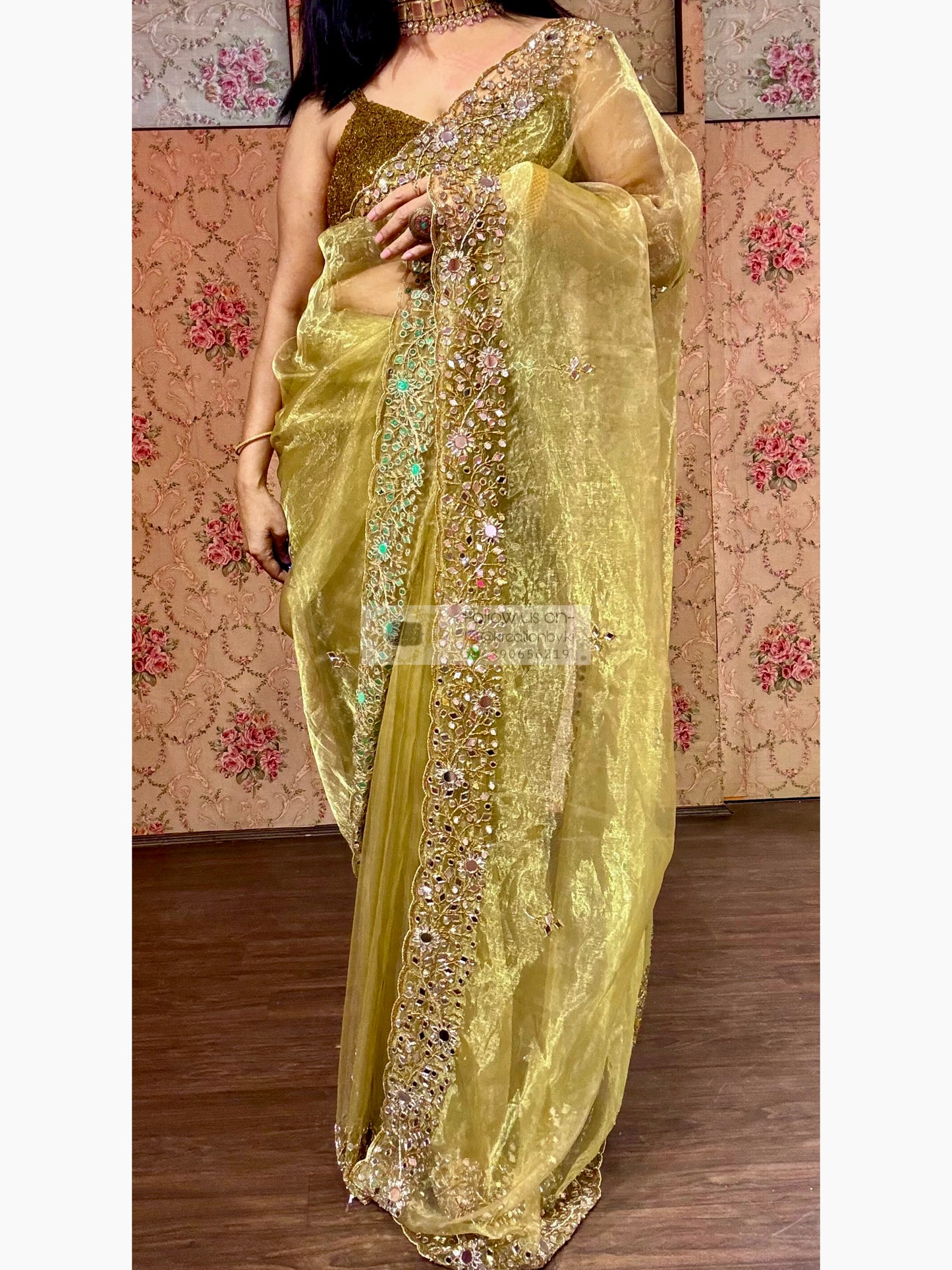 Pista Green Sheesh Mahal Saree