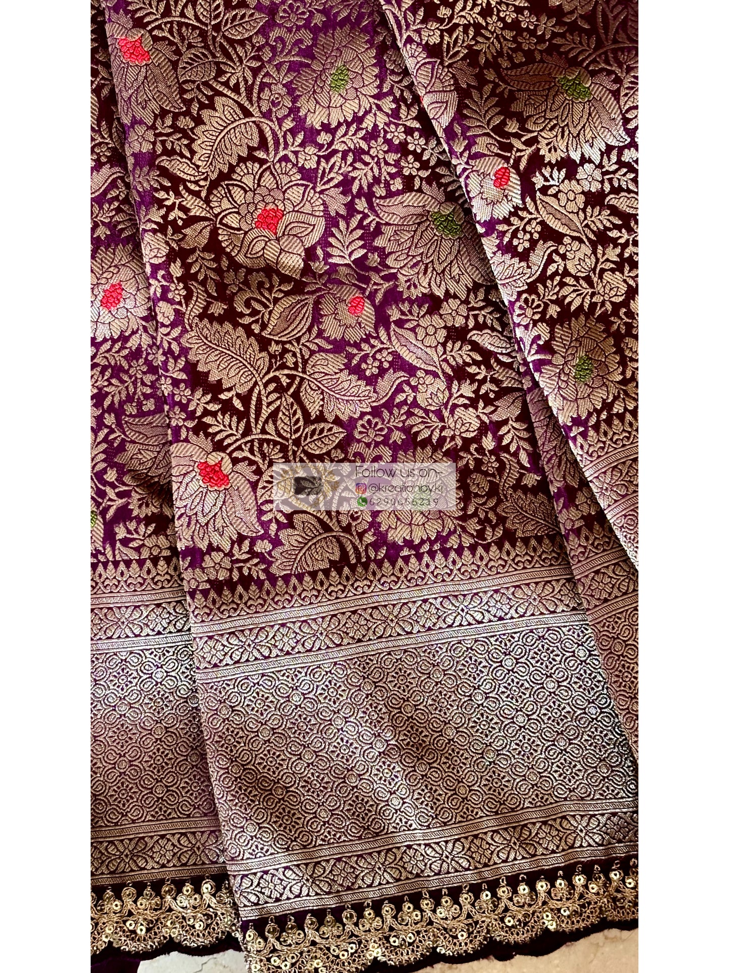 Purple Minakari Banarasi Saree with Antique Zari Work