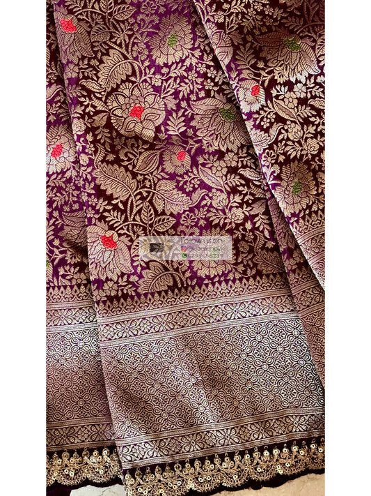Purple Minakari Banarasi Saree with Antique Zari Work