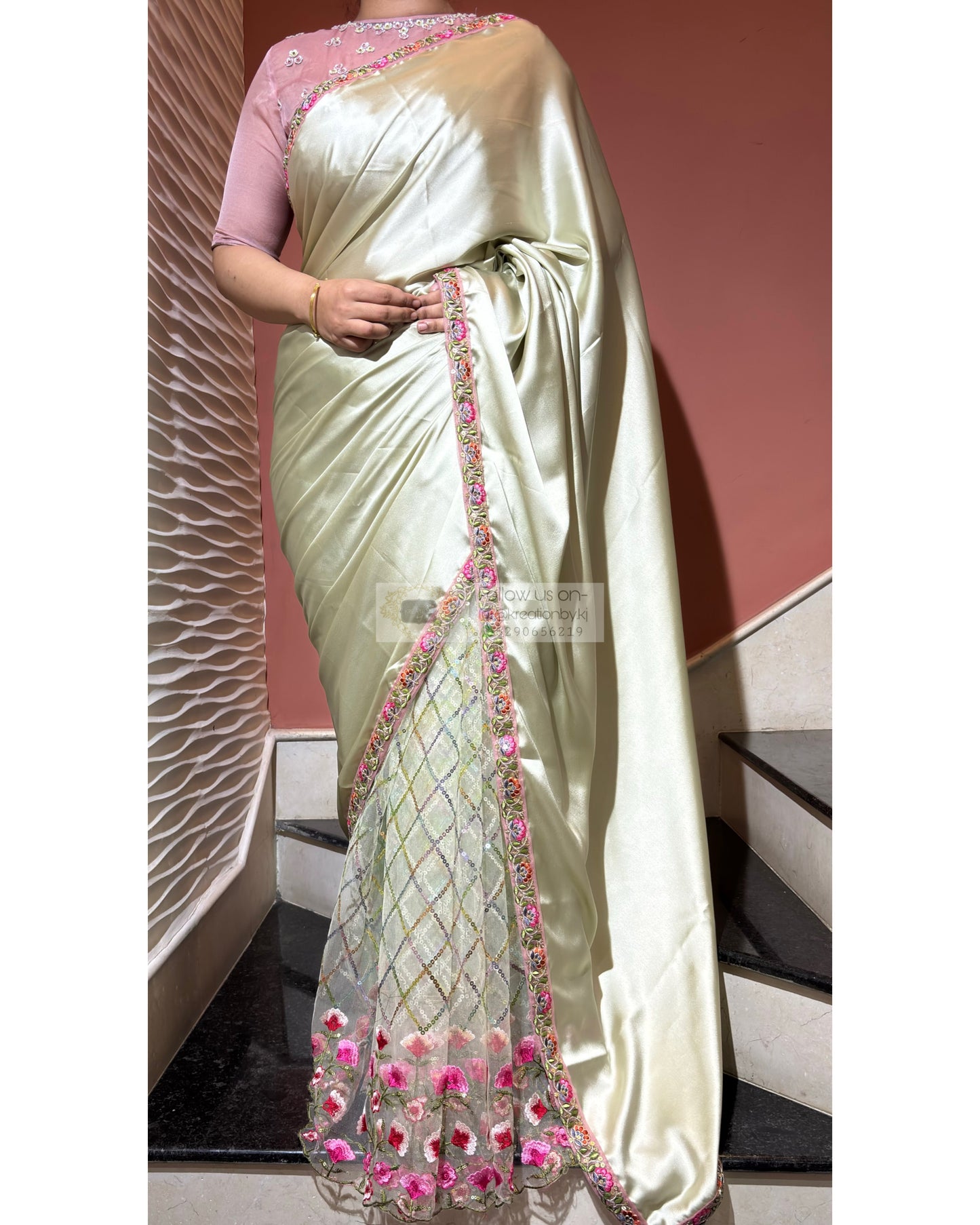 Spring Whispers Satin & Net Half Saree kreationbykj