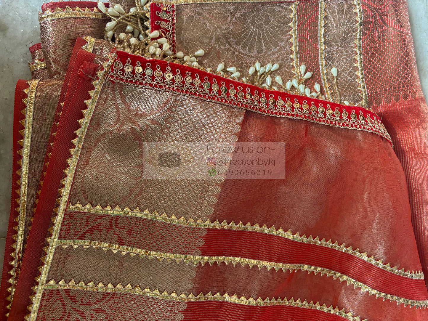 Peach Banarasi Tissue Saree