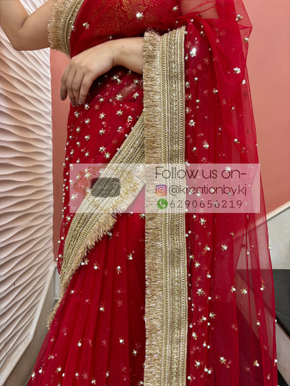 Red Jugnoo Banno Saree