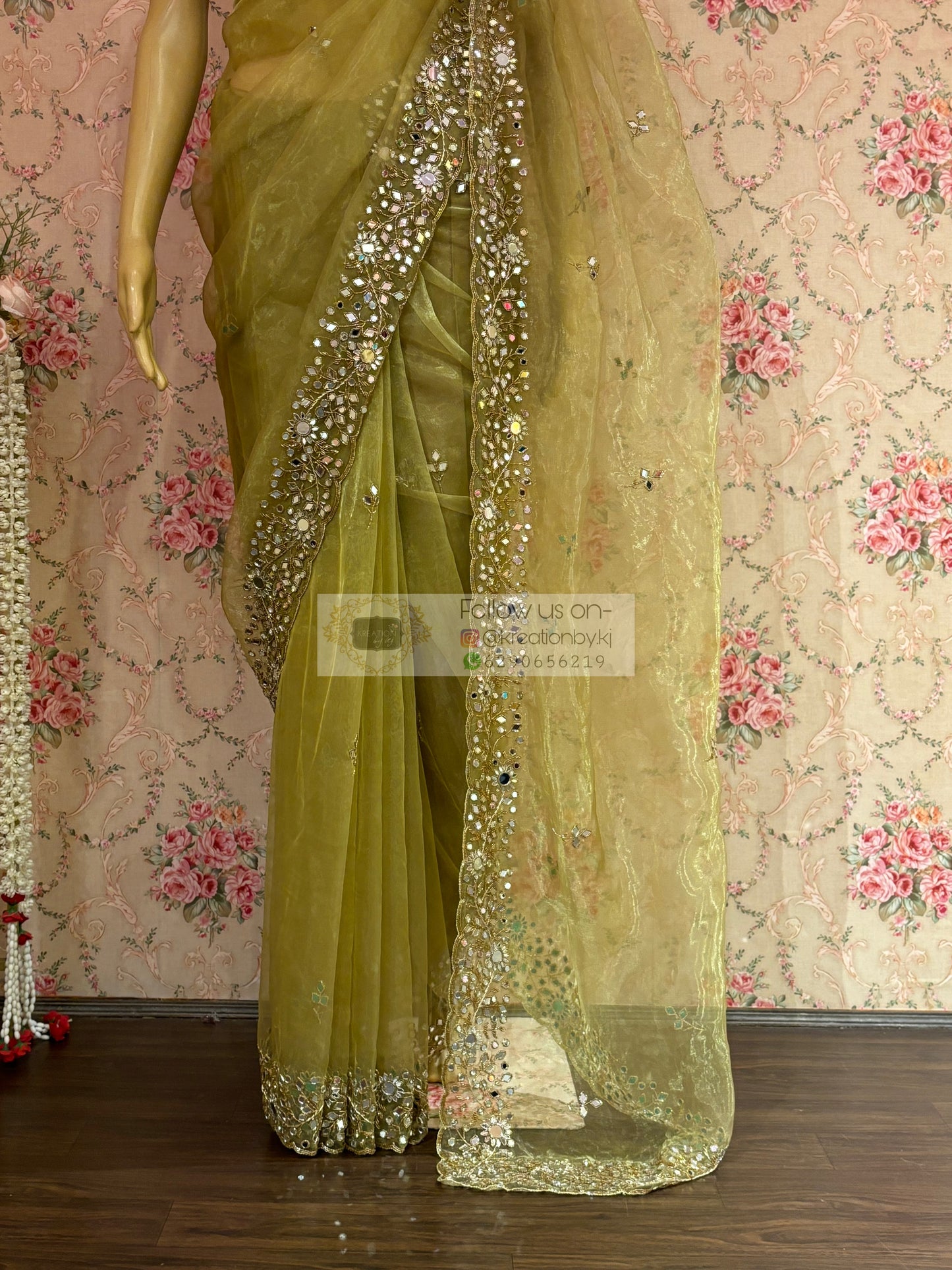 Pista Green Sheesh Mahal Saree