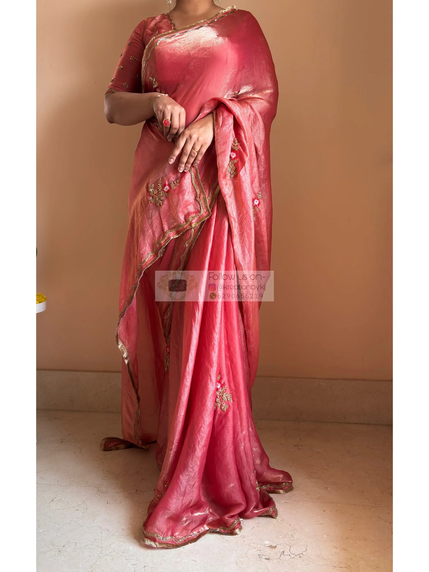 Summer Rose Pink Saree Kreation by KJ