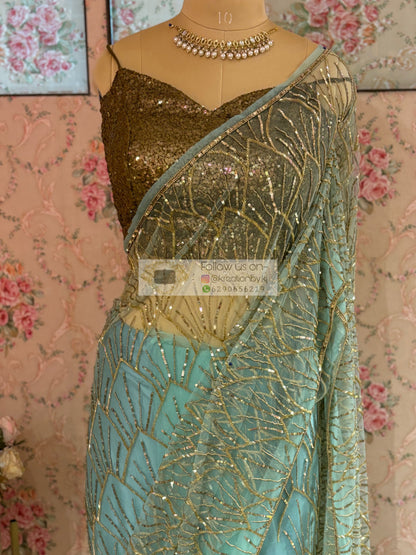 Powder Blue A Sky Full of Stars Saree