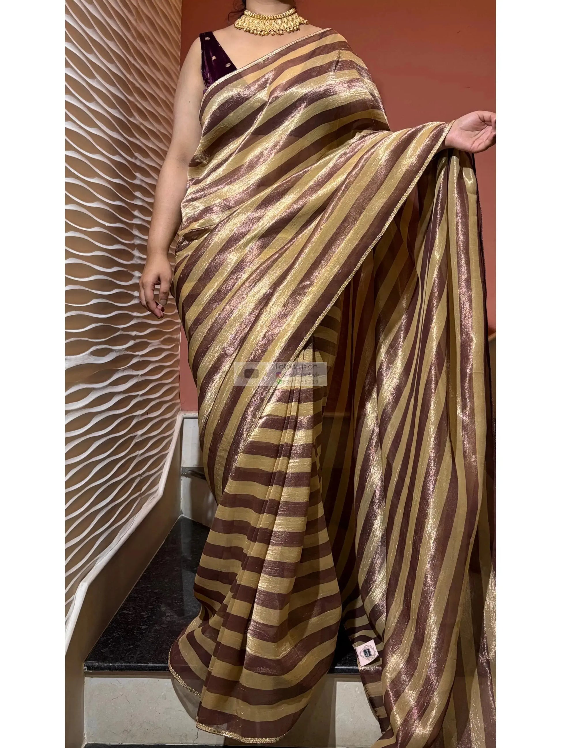 Striped Tissue Saree Kreation by KJ