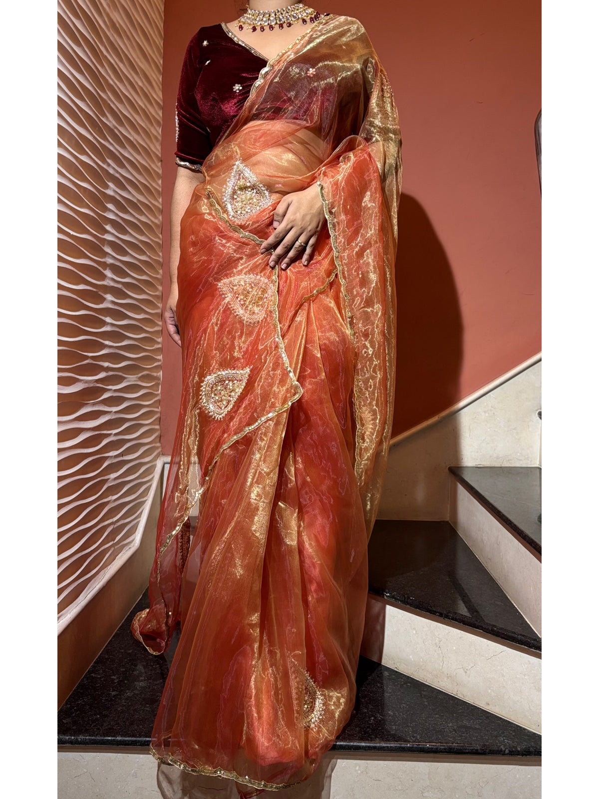 Raag Darbari Glass Tissue Saree with Zardosi Work