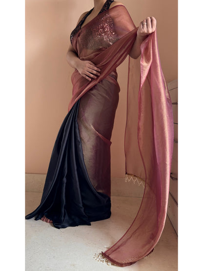 Rosewood Latte Tissue Saree