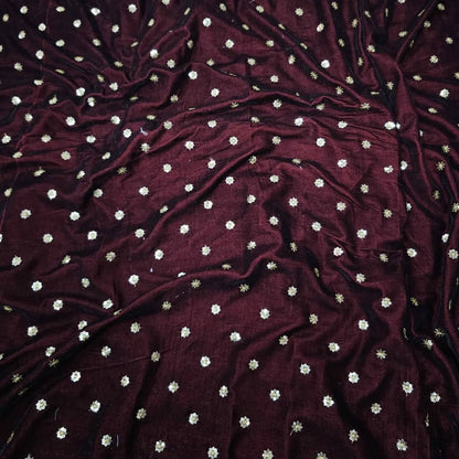 Burgundy Velvet Sequin Boota Fabric
