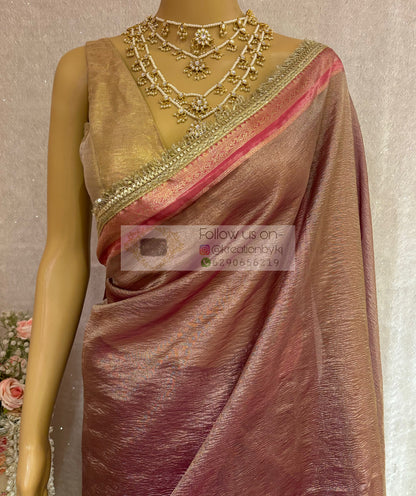 Chocolate Caramel Tissue Banarasi Saree