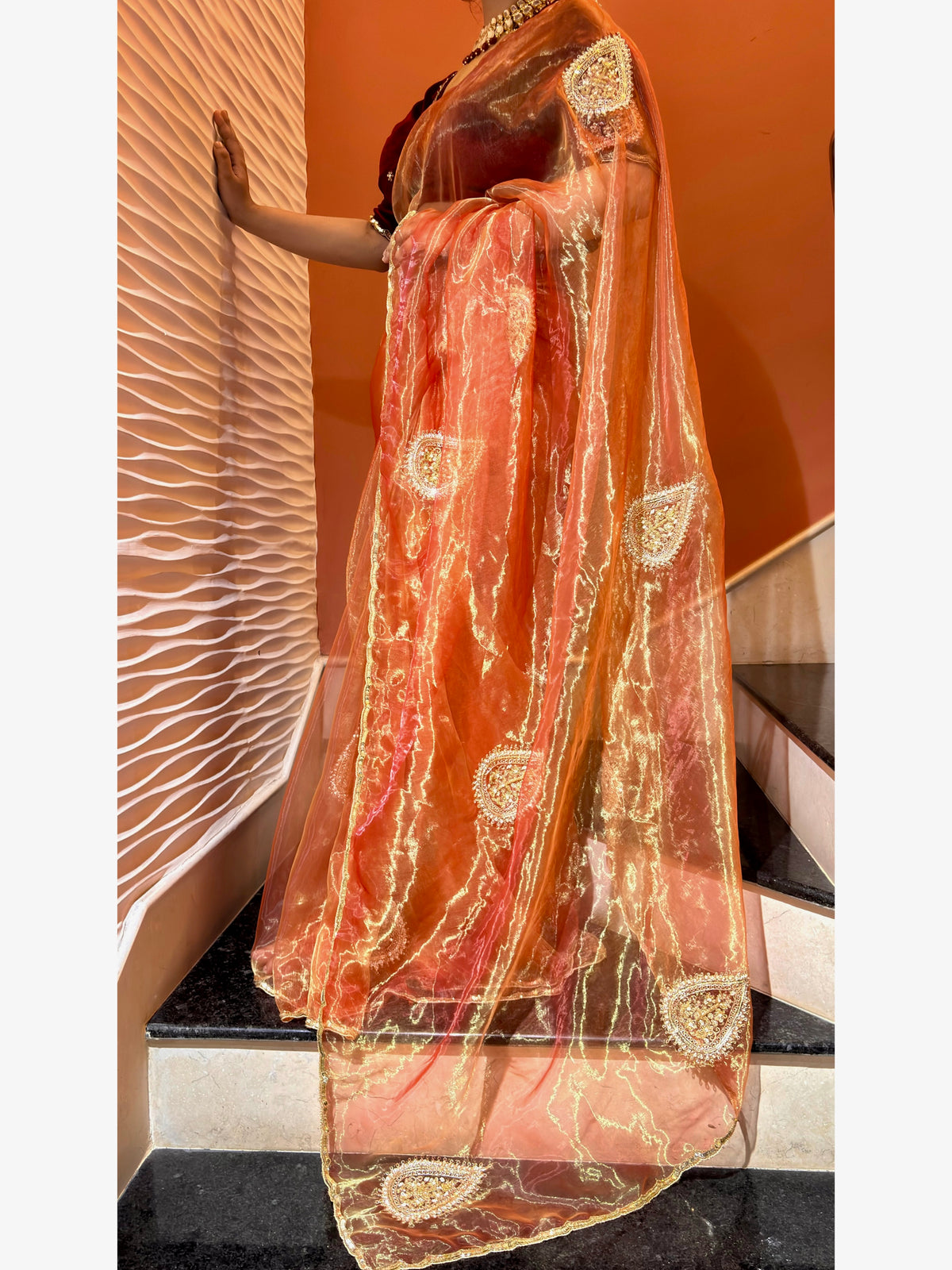Raag Darbari Glass Tissue Saree with Zardosi Work