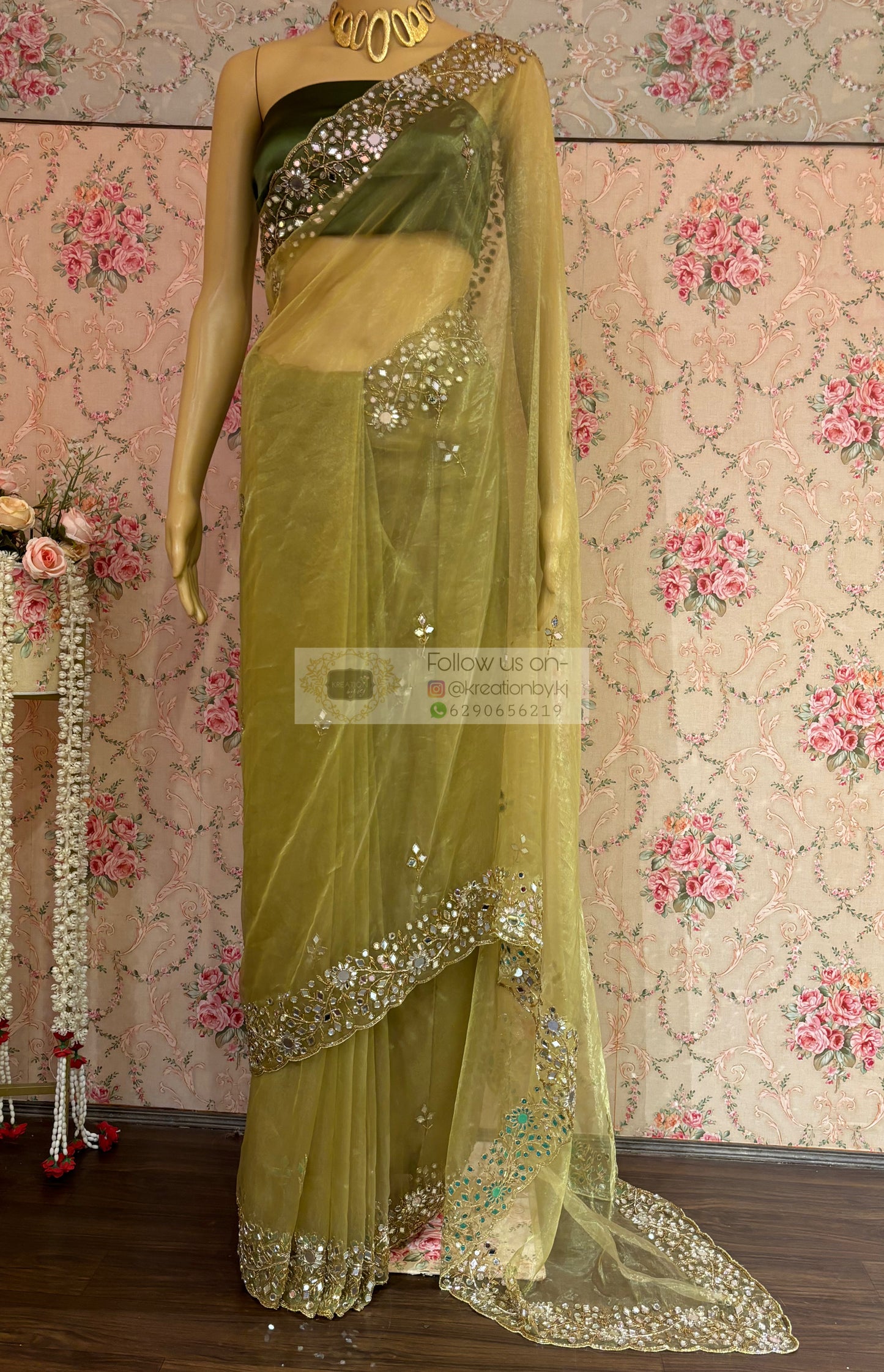 Pista Green Sheesh Mahal Saree