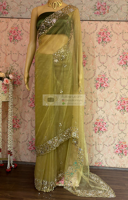 Pista Green Sheesh Mahal Saree