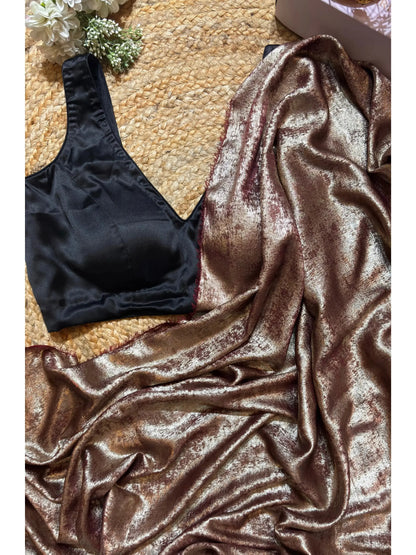 Burgundy Glam Shimmer Cocktail Saree Kreation by KJ