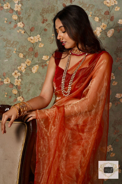 Marigold Glass Tissue Saree