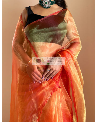 Marigold Glass Tissue Saree