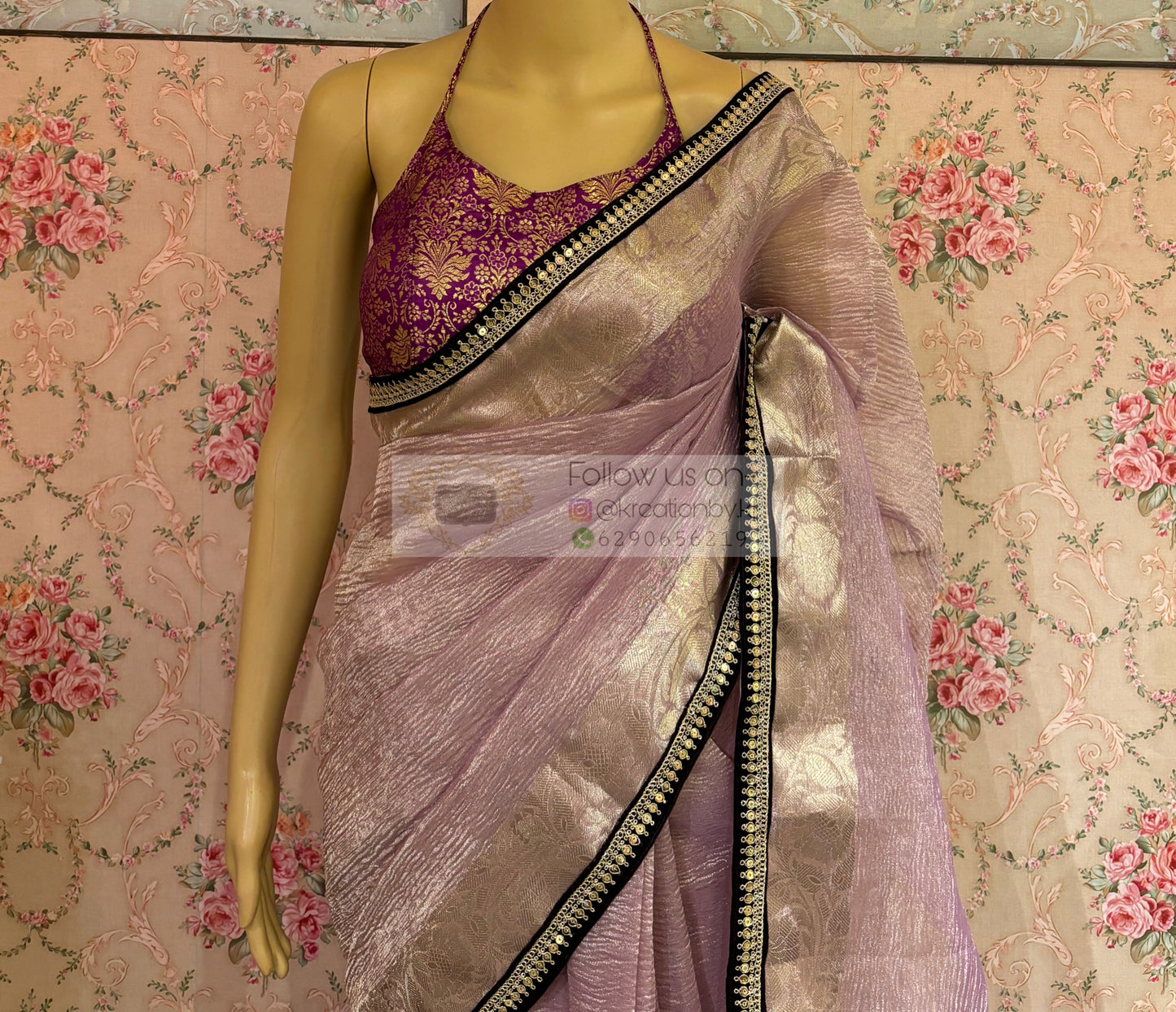 Lilac Crushed Tissue Banarasi Saree