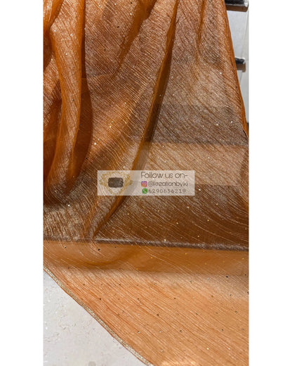 Burnt Orange Pure Tissue Saree with Mukaish Work Kreation by KJ