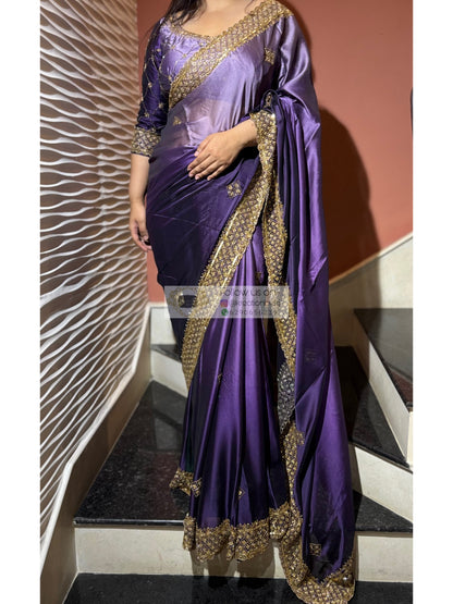 Amethyst Ombre Georgette Zeenat Saree kreationbykj