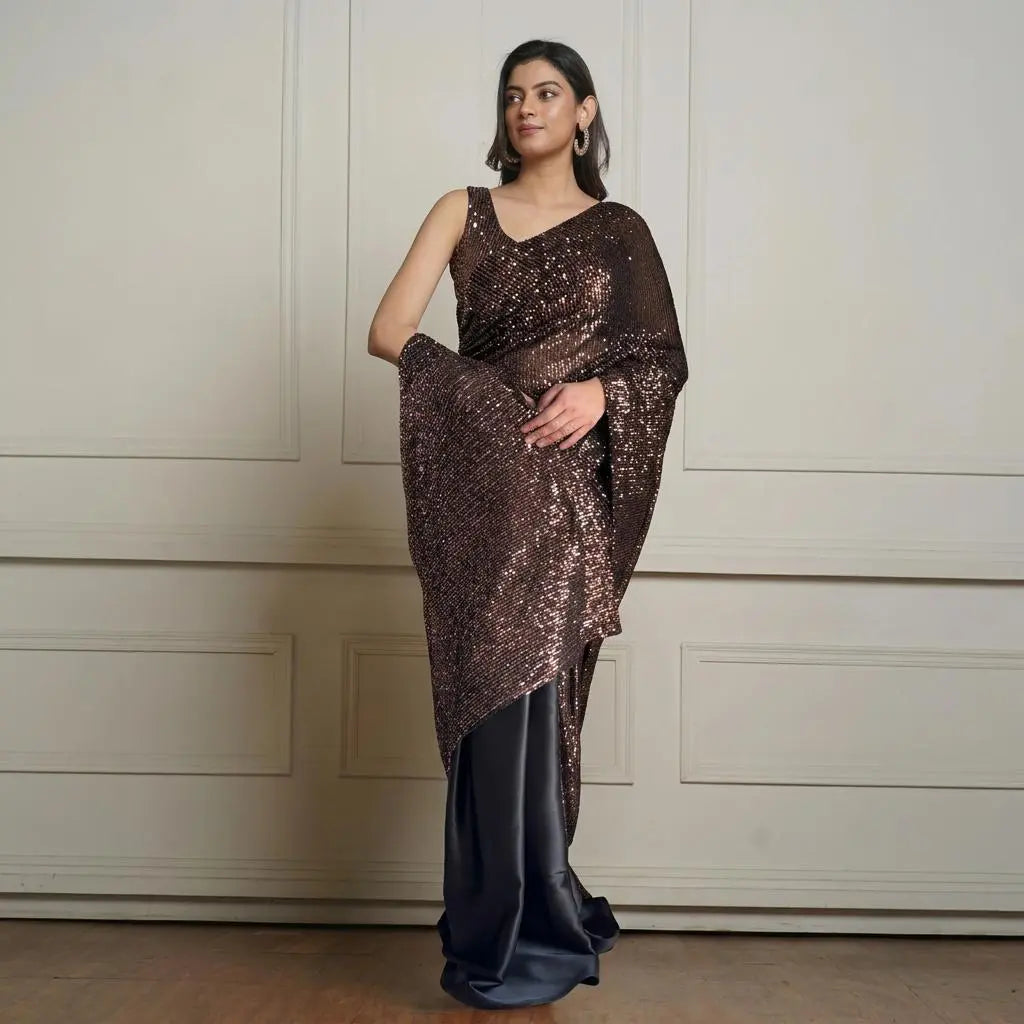 Shimmer Dazzle Sequin Cocktail Saree Kreation by KJ
