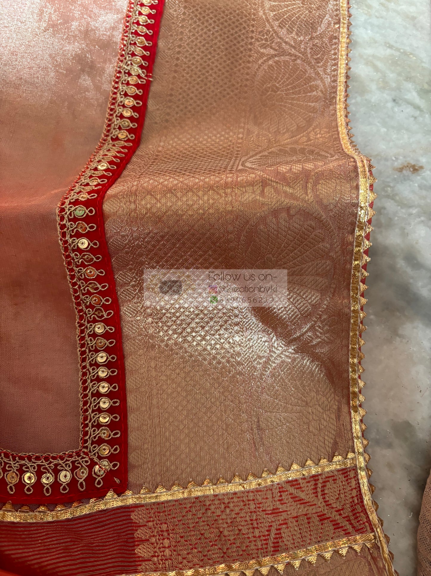 Peach Banarasi Tissue Saree