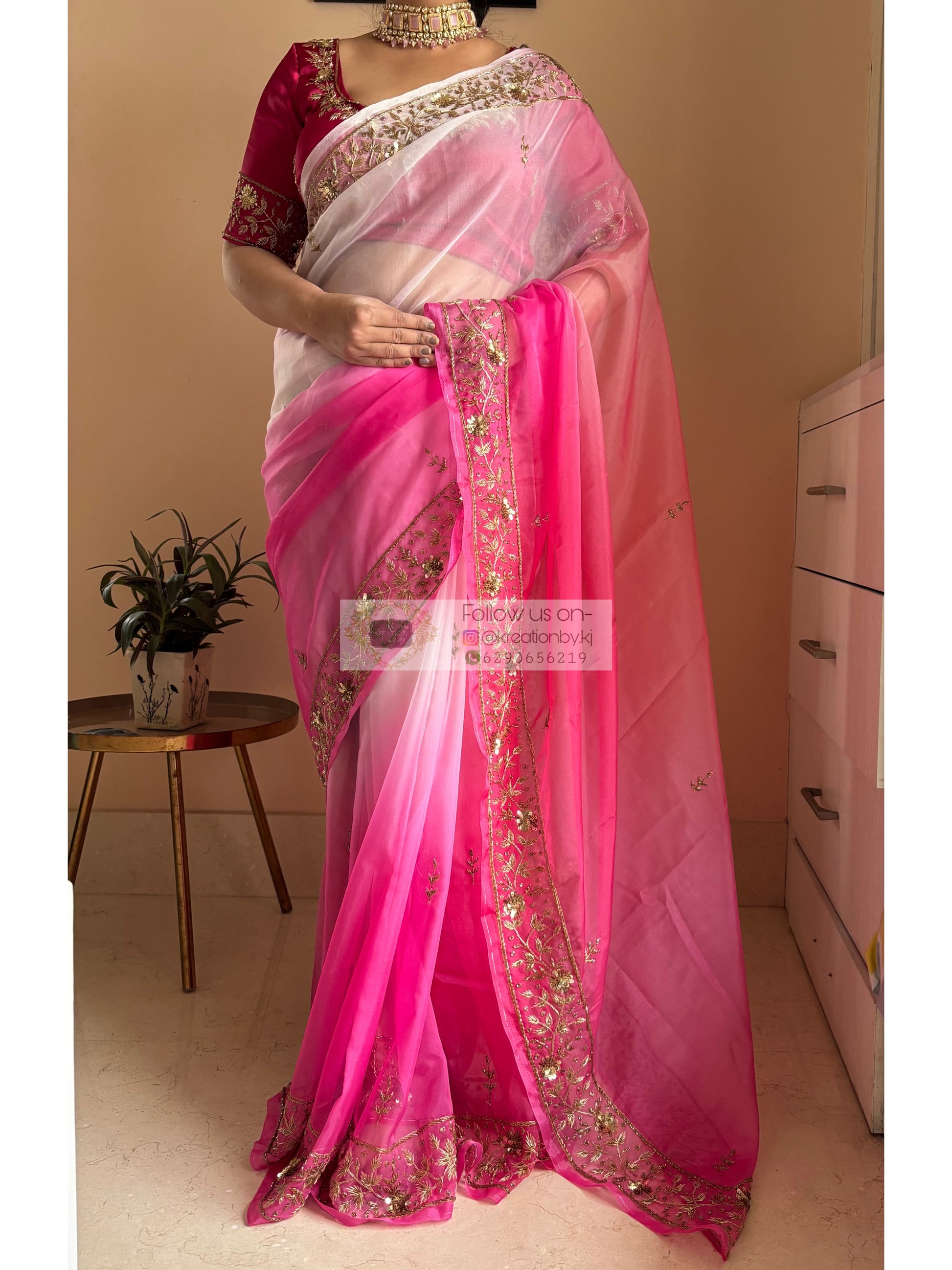 Gulabi Ombré Anaya Saree kreationbykj
