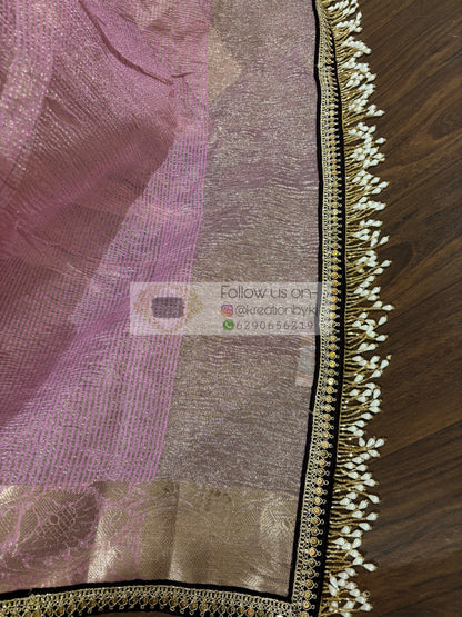 Lilac Crushed Tissue Banarasi Saree