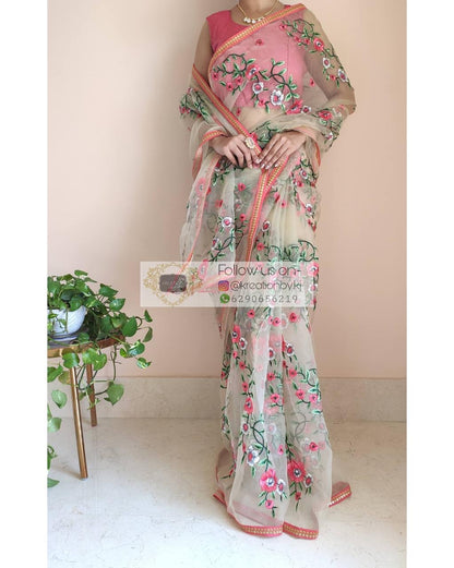 Floral organza saree