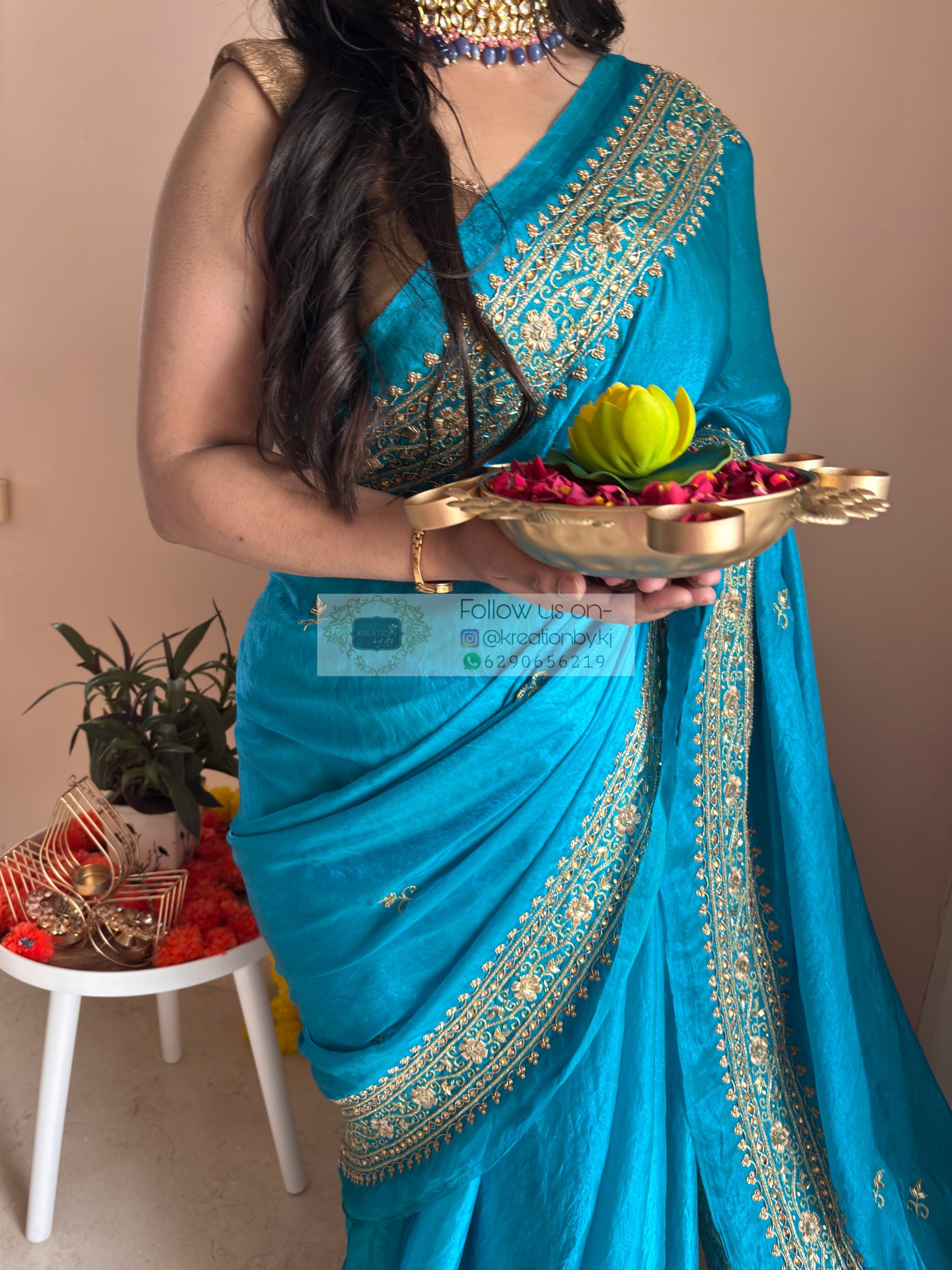 Persian Blue Zarina Saree kreationbykj