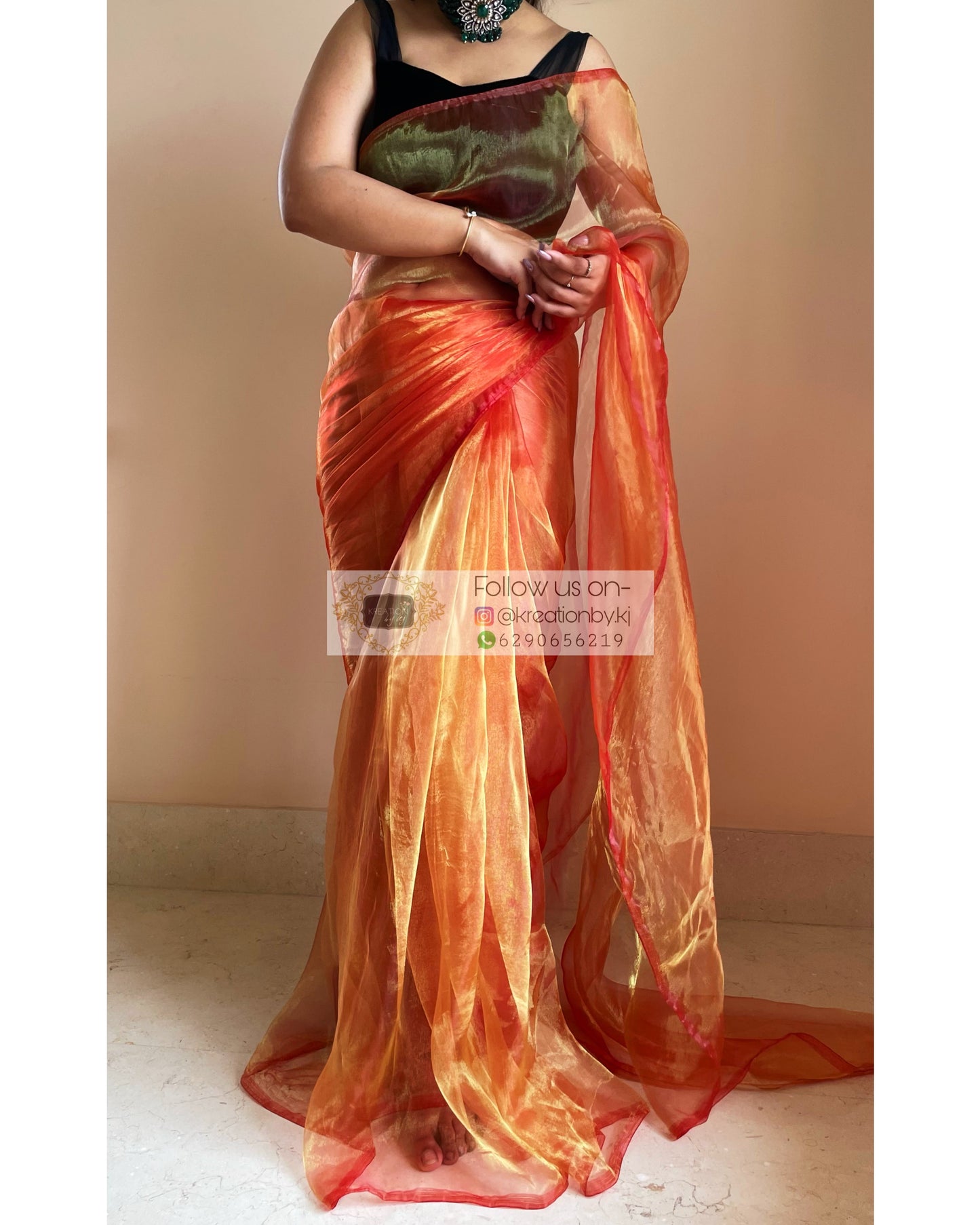 Marigold Glass Tissue Saree