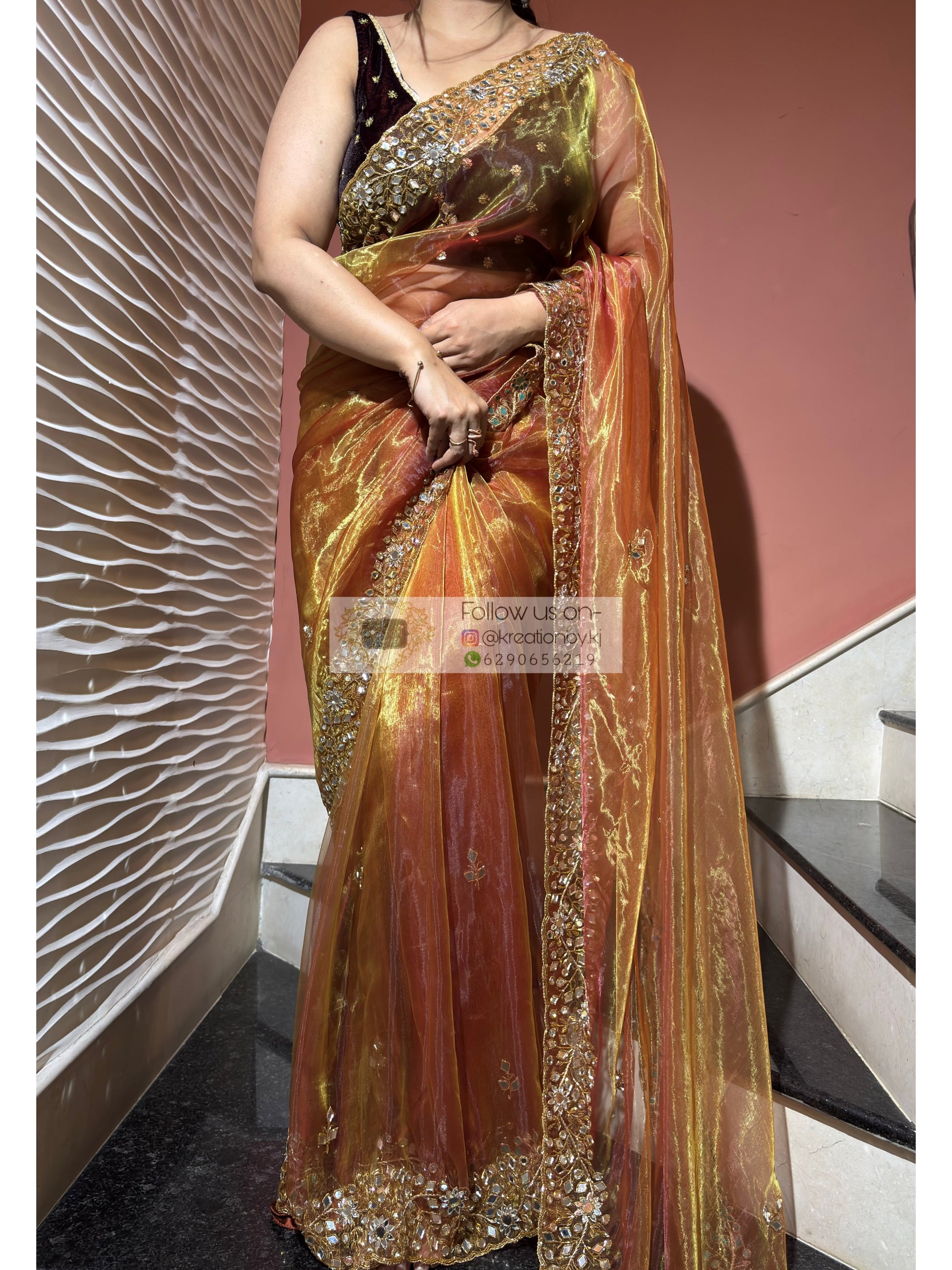Liquid Gold Sheesh Mahal Saree kreationbykj