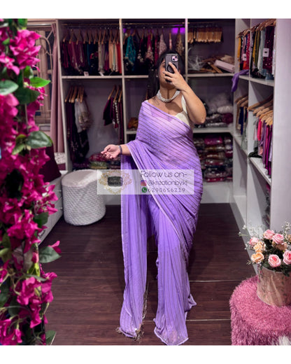 Lavender Noorani Georgette Saree Kreation by KJ