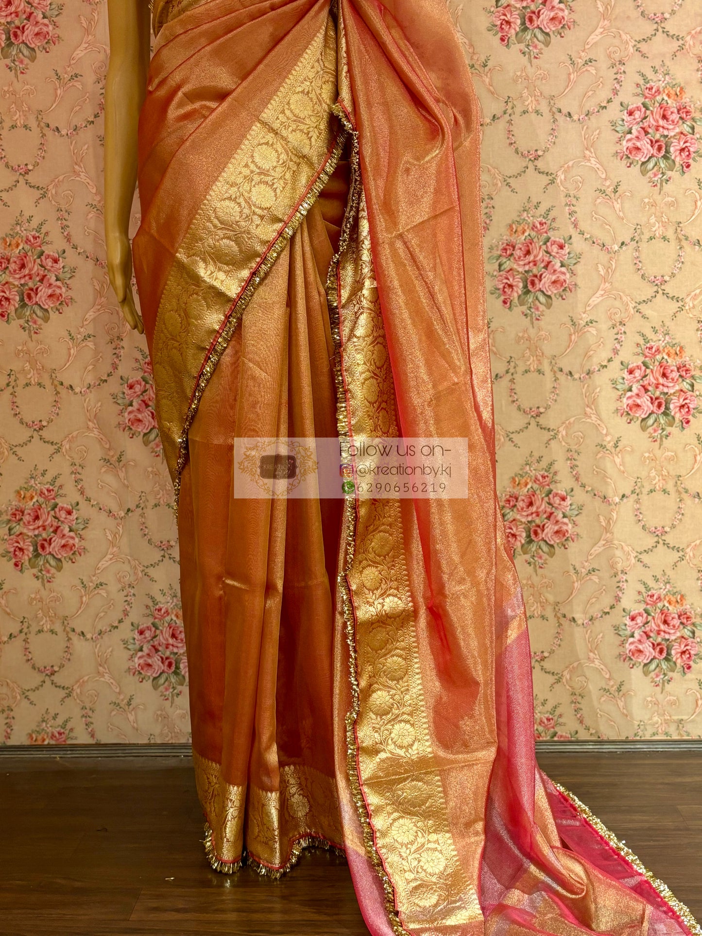 Banarasi Tissue Saree with Gota Kiran Lace