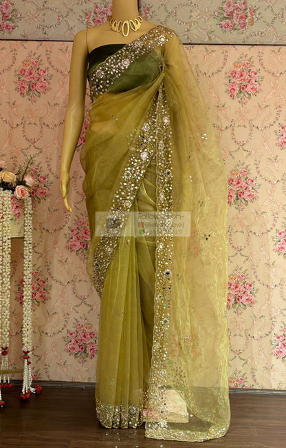 Pista Green Sheesh Mahal Saree