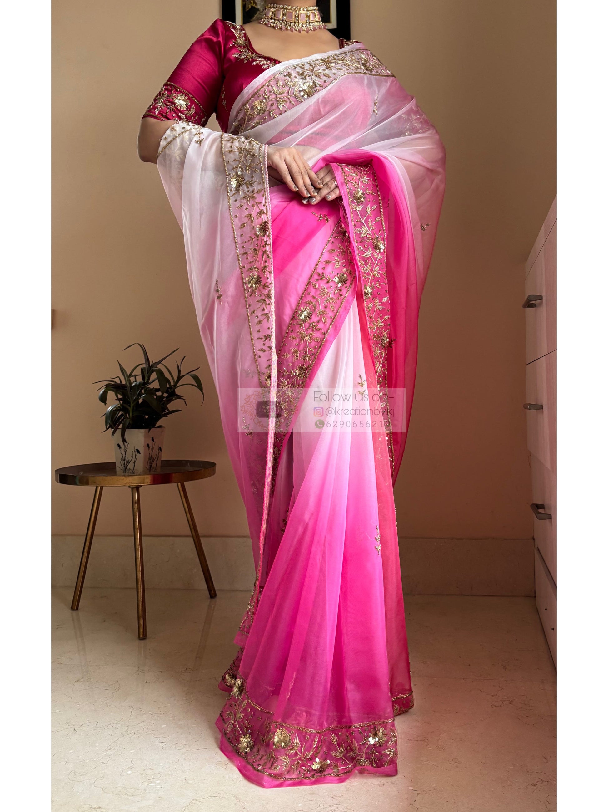Gulabi Ombré Anaya Saree kreationbykj