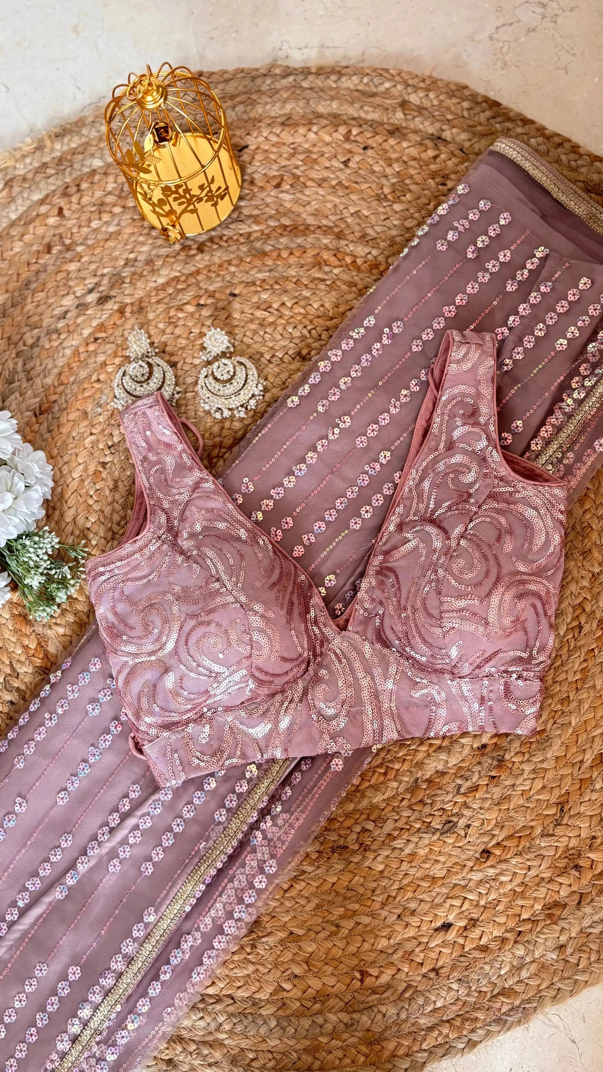 Lilac Sequin Spring Soiree Saree Kreation by KJ