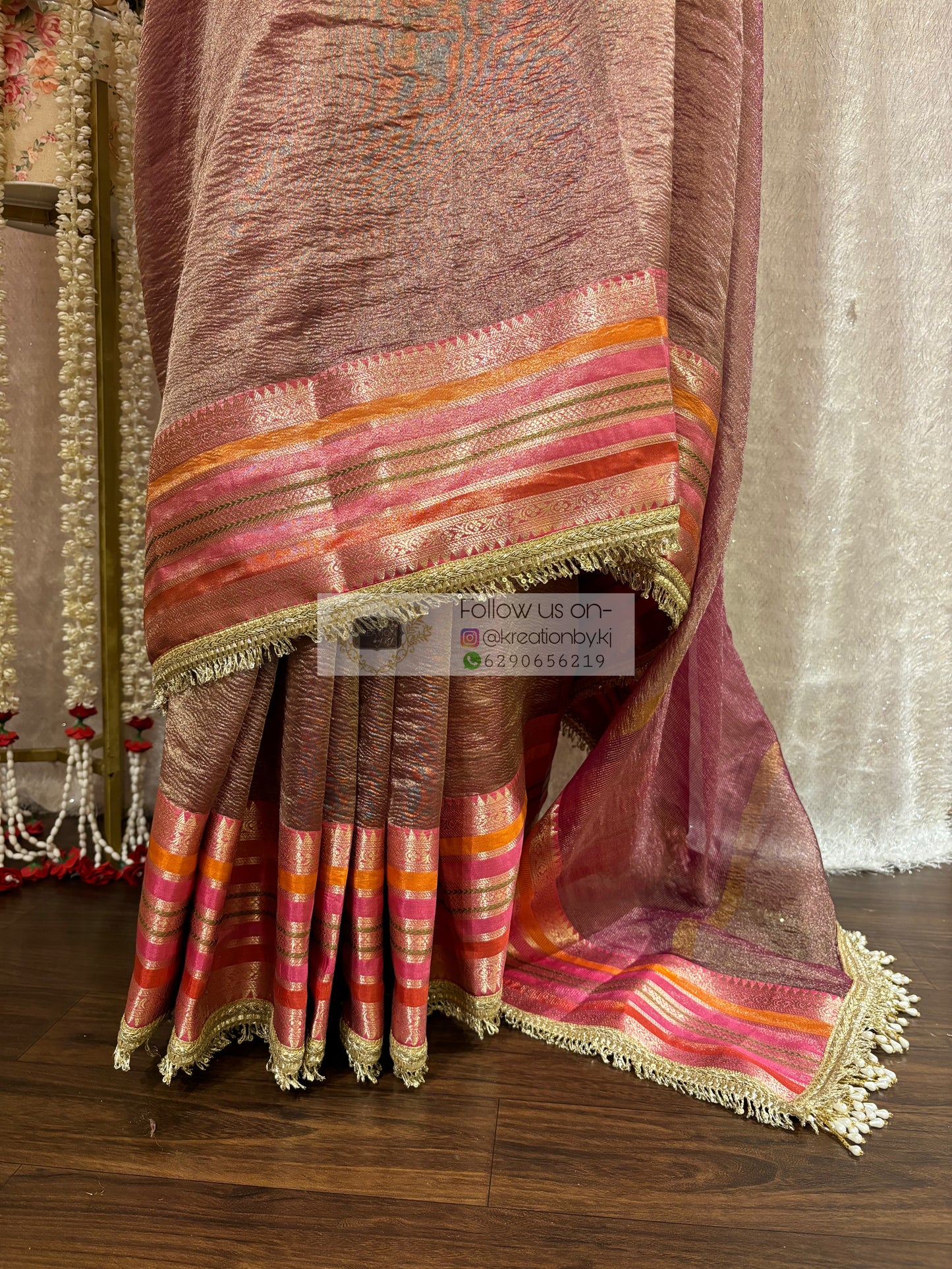 Chocolate Caramel Tissue Banarasi Saree