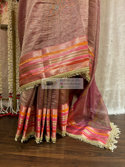 Chocolate Caramel Tissue Banarasi Saree