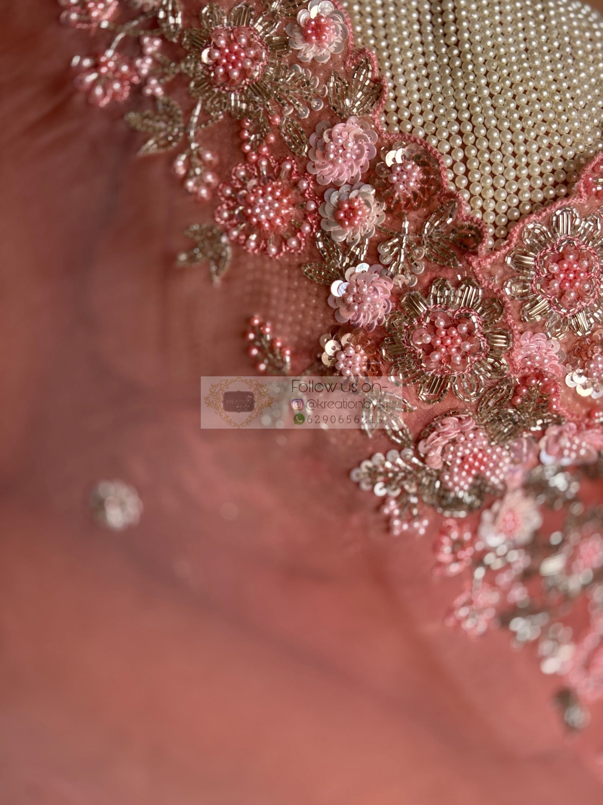 Peach Floral Haze Organza Saree Kreation by KJ