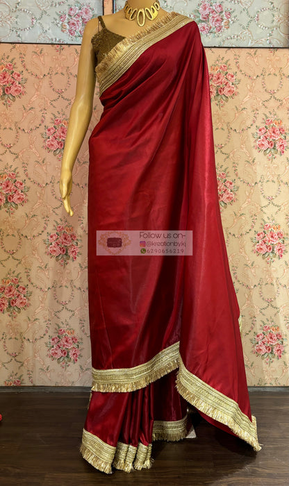 Maroon Silk Banno Saree